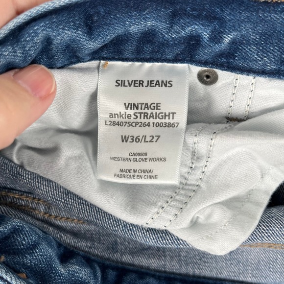 Silver Jeans Co Womens Jeans Distressed Frayed Hem Cropped Bootcut Size 38x27 - Picture 11 of 13